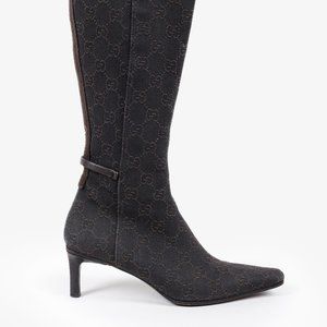 Gucci GG Monogram Canvas Espresso Brown Boots